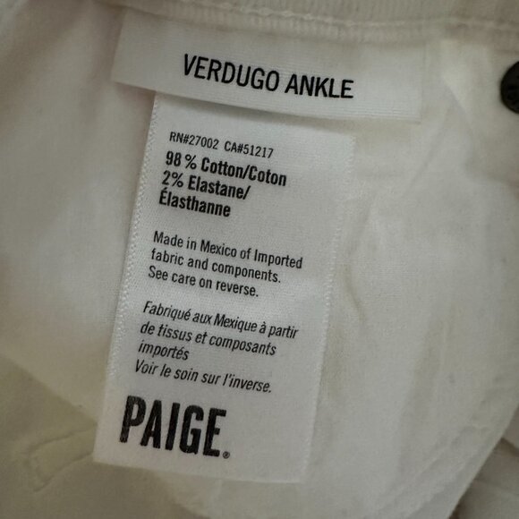 Paige Jeans Size 28 Verdugo ankle Raw Hem White stretch denim minimalist - Picture 7 of 7